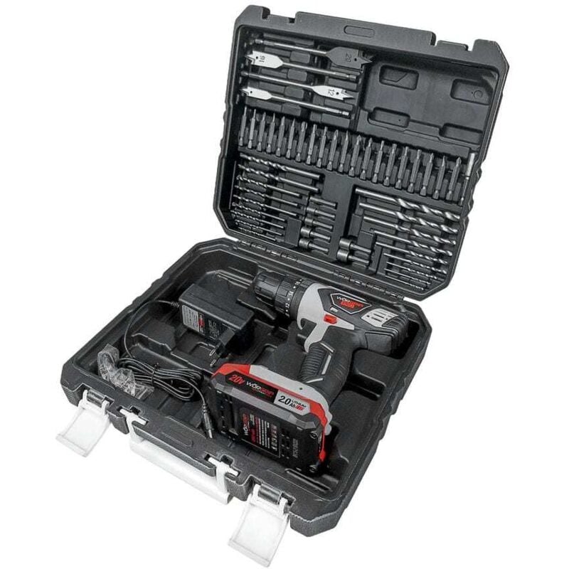 20V marteau perforateur 1 batterie 2.0Ah 50 accessoires - Worgrip
