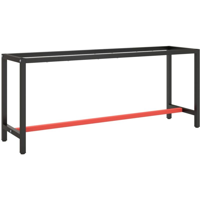 Vidaxl Work Bench Frame Matte Black And Matte Red 190X50X79 Cm Metal, Black