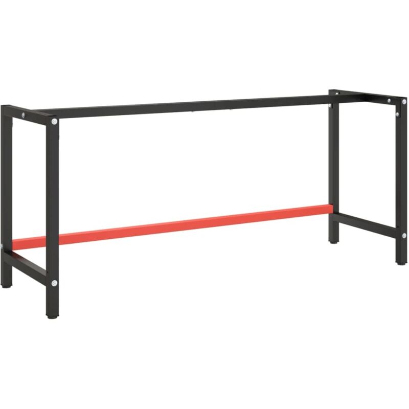 Vidaxl Work Bench Frame Matte Black And Matte Red 180X57X79 Cm Metal, Black