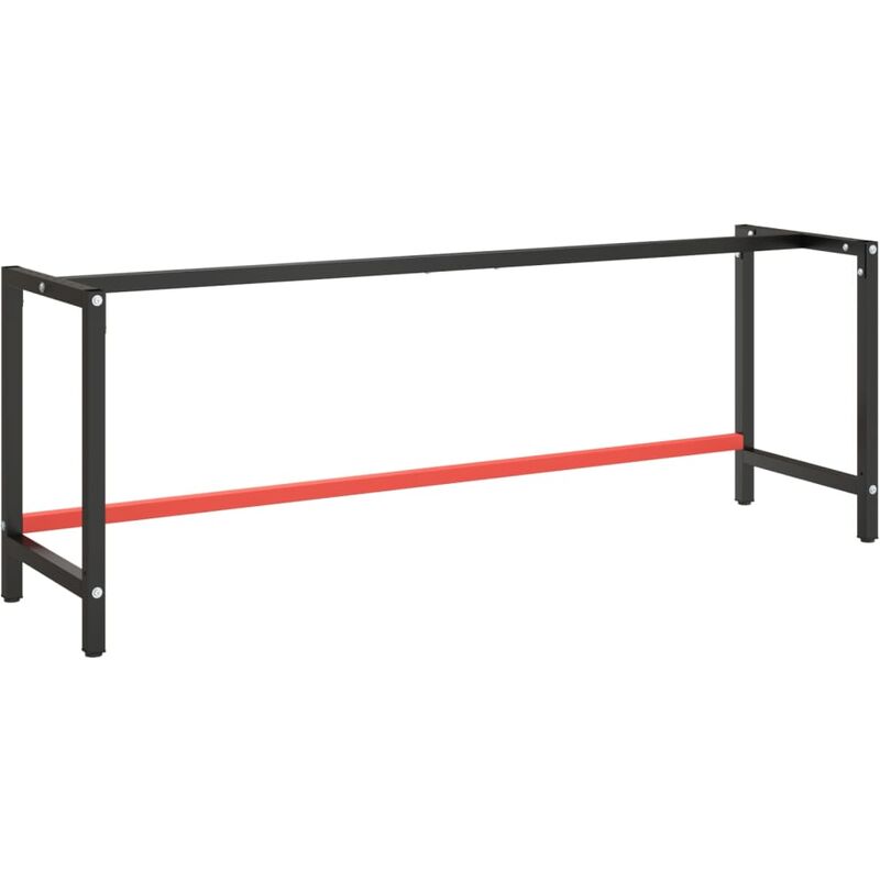 Work Bench Frame Matte Black And Matte Red 220x57x79 Cm Metal Vidaxl