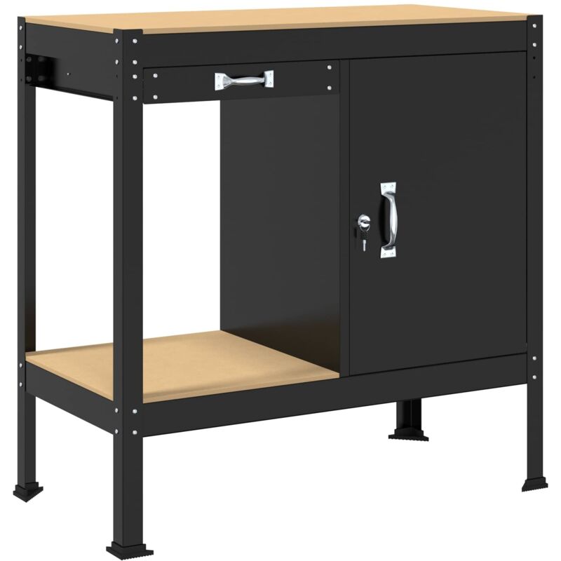 Workbench Black 90 x 49 x 91 cm Engineered Wood and Metal vidaXL