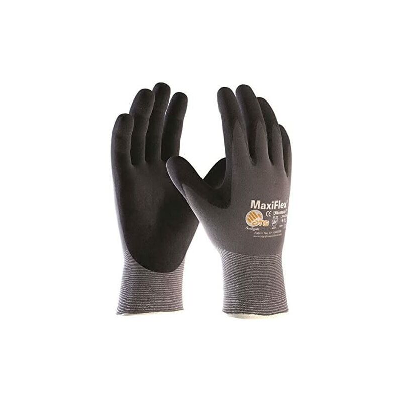 Work gloves, dark grey lined, black coating,M