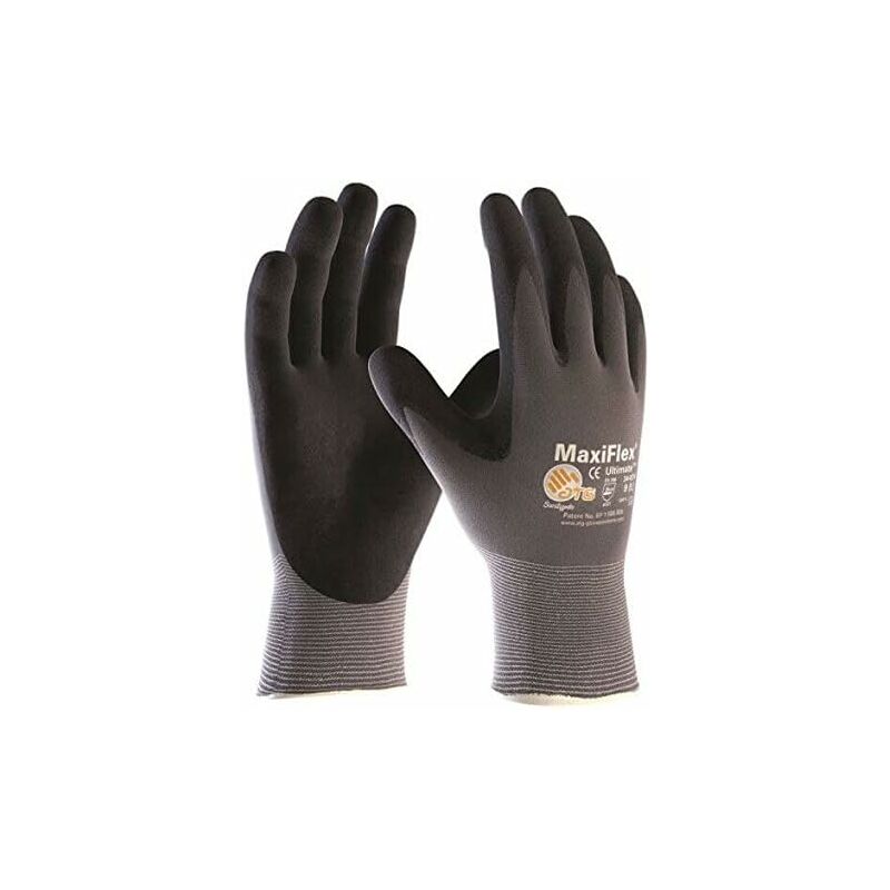 Work gloves, dark gray lined, black coating, m