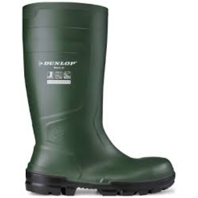 Bottes Wellington hautes Dunlop à bout renforcé, vertes, taille 50 Ż5B