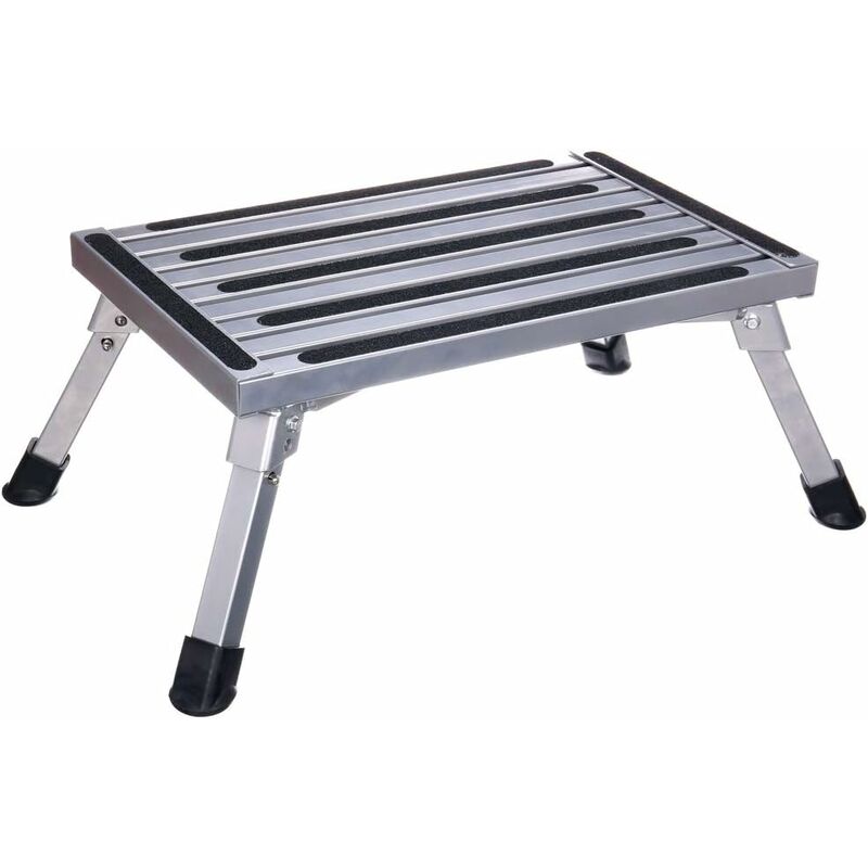 Héloise - Work Platform, Aluminum Folding Platform Steps, Portable Step Up rv Bench Ladder, Non-Slip Design, Portable Ladder for Trailer/Vehicle