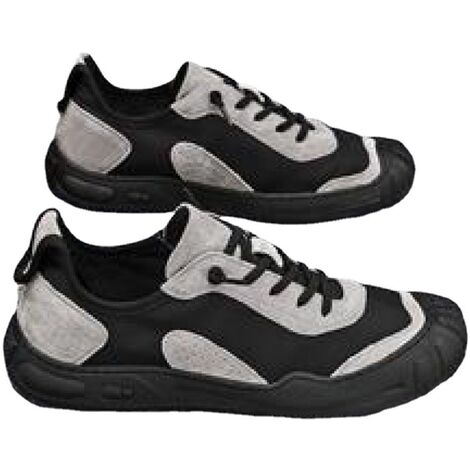 Work Shoes extra wide mens sneakers Mixed Color Thick-soled Vulcanized Shoes Men's Lace-up Thick-soled Sneakers Women's Breathable Anti-collision Work Shoes Men,Black gray, Size 44