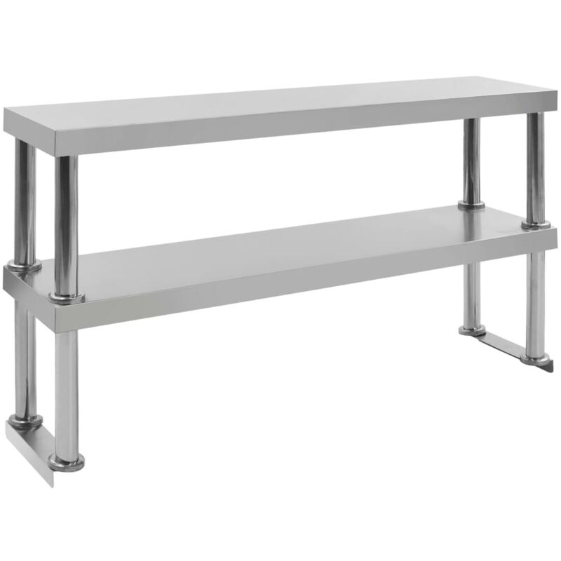 Vidaxl 2-tier Work Table Overshelf 120X30X65 Cm Stainless Steel, Silver