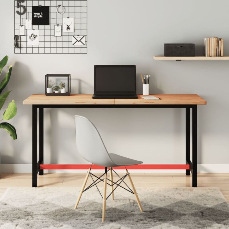 Vidaxl - Workbench 150x55x81.5 Cm Solid Wood Beech And Metal