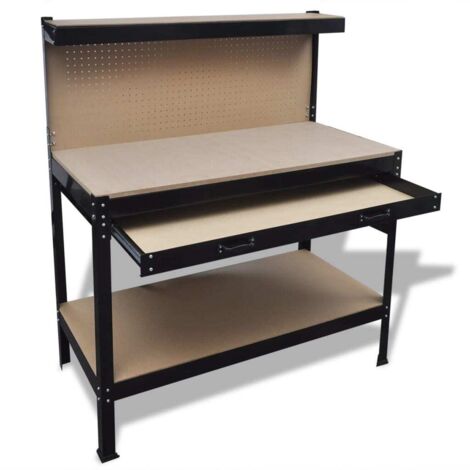 Workbench with Pegboard and Drawer vidaXL