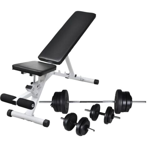 Workout Bench with Barbell and Dumbbell Set 60.5 kg vidaXL