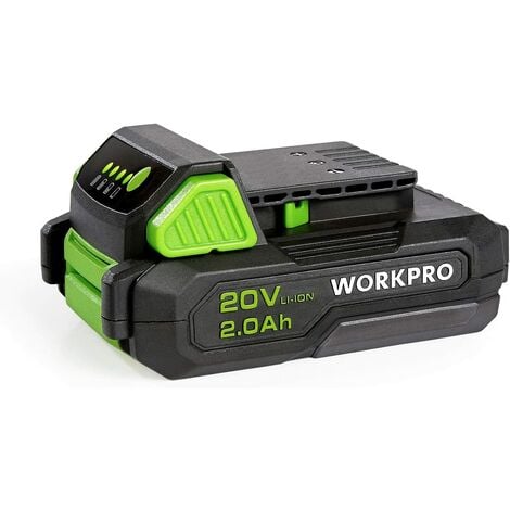 WORKPRO Batterie au Lithium 20 V 2.0 Ah, sans Effet Mémoire, Compatible avec Les Produits WORKPRO, Pratique et Compacte
