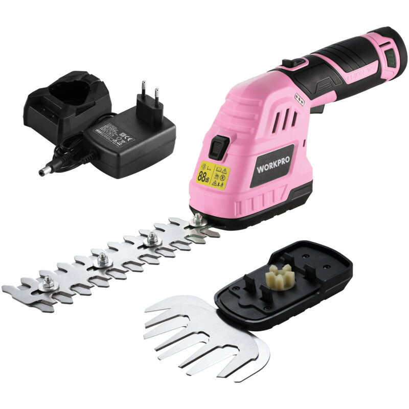 WORKPRO Cisaille Sculpte-Haie Electrique, Taille-Herbes sans Fil 12V, Cisaille à Gazon Batterie 2000mAh avec 2 Lames, Taille Haie Léger pour Coupe,