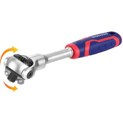 WORKPRO Clé à Cliquet 1/4" à Tête Pivotante, Clé à Douille de 150 mm à Dégagement Rapide 72 Dents, Acier au Chrome Vanadium, Tête Rotative à 270°, Outil pour Réparation Automobile