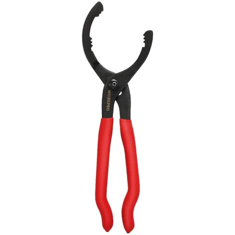 Workpro – Clé filtre à huile réglable 300mm – Pince avec mâchoire dentelée pour démontage rapide – Acier carbone forgé – Ouverture 60 à 102 mm