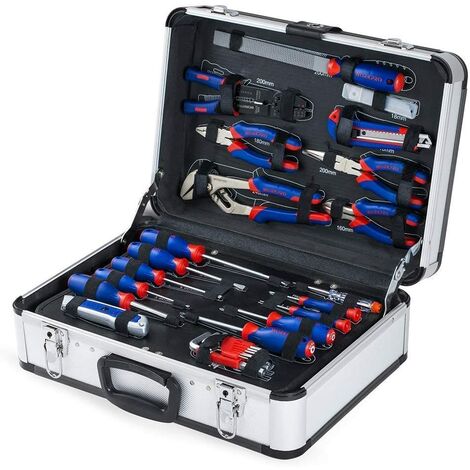 Workpro – Coffret multi-outils 119 pièces – Acier chrome-vanadium et carbone – Dimensions 47 x 17 x 37 cm – Mallette en aluminium pour rangement pratique