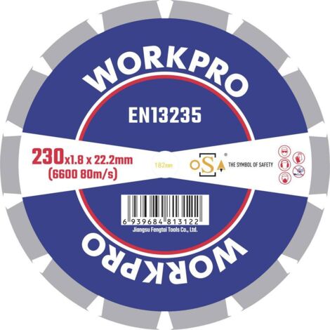 WorkPro GSOSSE-4 Disque à tronçonner 230 mm 1 pc(s) Céramique, Porcelaine, Marbre, Brique, Verre, pierre à chaux, Grani