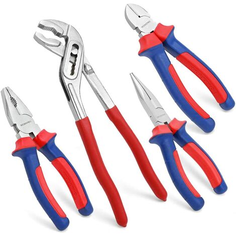 Workpro – Jeu de pinces en acier au carbone – Finition plaqué nickel blanc – Longue durée de vie – Pour réparations véhicules et équipements
