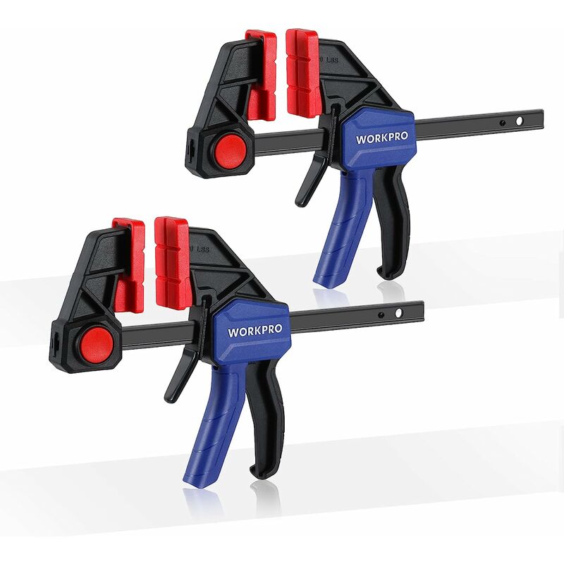 Workpro - Jeu de Serre-joints Rapide 2 Pièces en Acier et Nylon Renforcé pour une Fixation Précise, Largeur de Serrage 152 mm, Force de Serrage