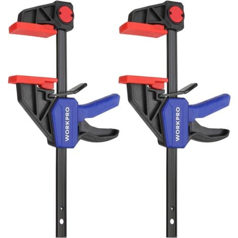 WORKPRO Jeu de Serres-joint à une Main 2 Pièces en Acier et Nylon pour une Fixation Précise, Largeur de Serrage 153 mm, Force de Serrage Maximale 68 kg, Plage d'Etirement 135 mm-285 mm