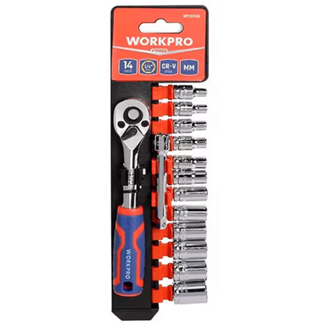WorkPro Kit inserti a bussola metrico 14 parti WP202584