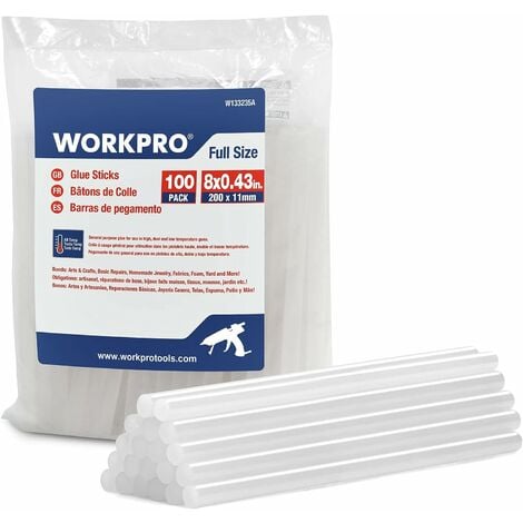 WORKPRO Lot de Bâtons de Colle Chaude, Bâtonnets de Colle Transparents Universels pour Pistolet à Colle Chaude, Idéal pour Bricolage, Artisanat, Loisir - 100 x 7mm, 200 Pièces