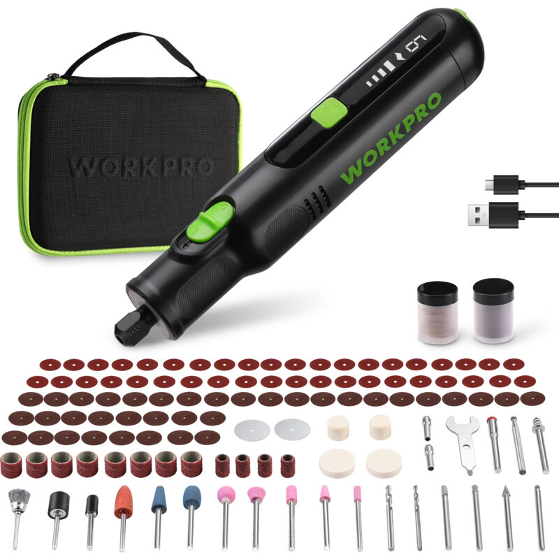 Outil Rotatif, Outil Multifonction 7,2 v, avec 117 Accessoires, Mini-perceuse avec 6 Vitesses Variables 30000 tr/min, avec Sac de Rangement, pour