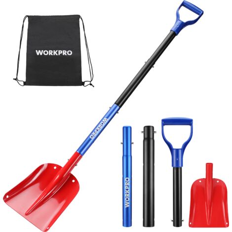 Pelle à Neige Télescopique WORKPRO - Aluminium, 5 Hauteurs Réglables, Sac Inclus
