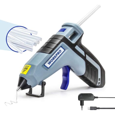 WORKPRO Pistolet à Colle Chaude sans Fil 3,6V avec Batterie 2600mAh et 20 Bâtons de Colle, Pistolet à Colle Electrique-Arrêt automatique, Chauffage Rapide de 100S pour Bricolage, Art et Réparation
