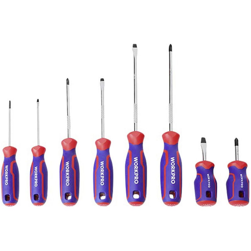 Image of 8 tlg Universal Schraubendreher-Set PH0, PH1, PH2 - Workpro