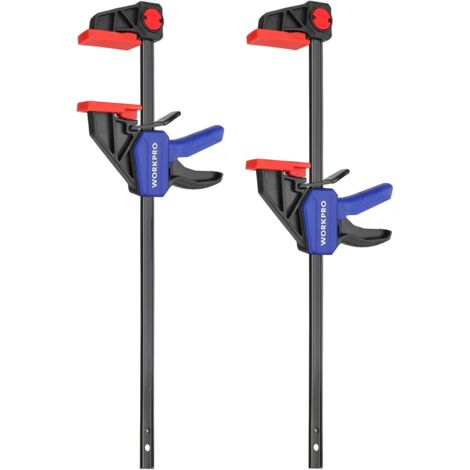 Workpro – Serre-joint à une main 2 pièces – Acier et nylon – Largeur de serrage 305 mm – Force de serrage 68 kg – Plage d'étirement 440 mm