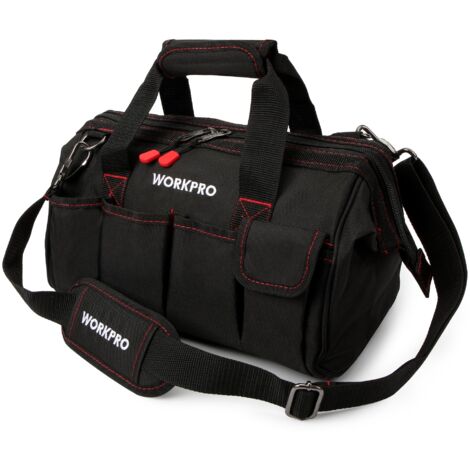 Workpro W081021 Borsa porta utensili per attrezzi ad apertura larga con base anti-umidità, 14’’