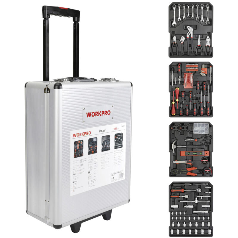 WP1050 Trolley-Koffer bestückt 1050teilig (l x b x h) 37 x 20 x 51 cm – Workpro