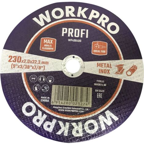 WorkPro WP406400 Disque à tronçonner 230 mm 10 pc(s) INOX, métal
