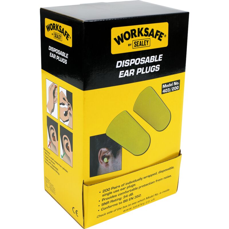 Sealey - 403/200 Worksafe® Disposable Ear Plugs - 200 Pairs