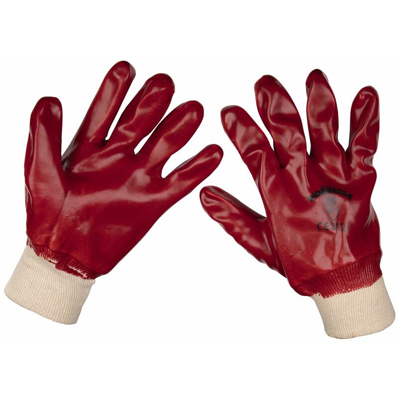 Sealey - General-Purpose pvc Gloves Knitted Wrist (Large) - Pair 9106L
