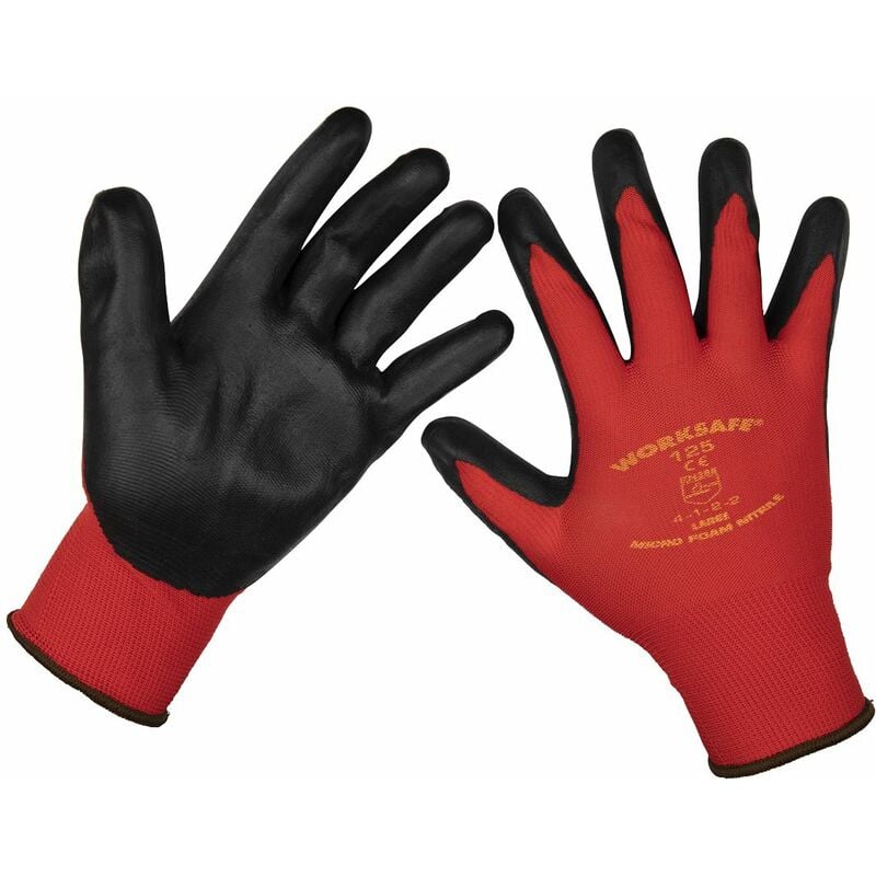 Flexi Grip Nitrile Palm Gloves (Large) - Pack of 12 Pairs 9125L/12 - Sealey