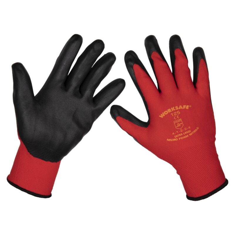 Flexi Grip Nitrile Palm Gloves (X-Large), Pack of 12 Pairs - Sealey