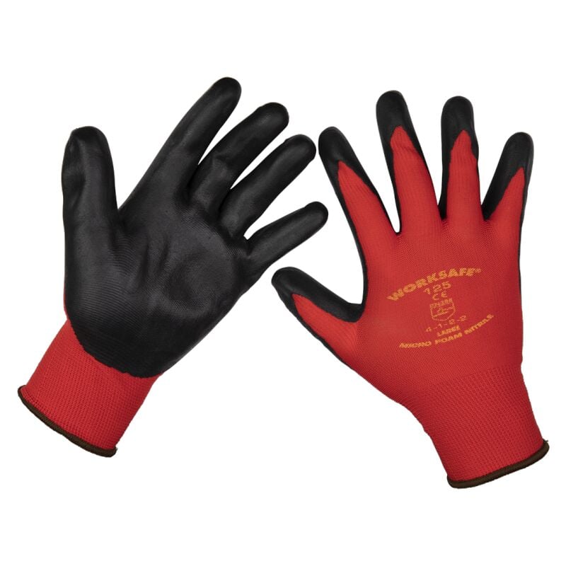 Flexi Grip Nitrile Palm Gloves (Large), Pack of 12 Pairs - Sealey