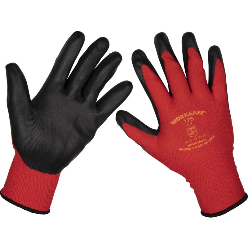 Sealey - 9125XL/B120 Worksafe® Nitrile Foam Gloves, X-Large - Pack of 120 Pairs