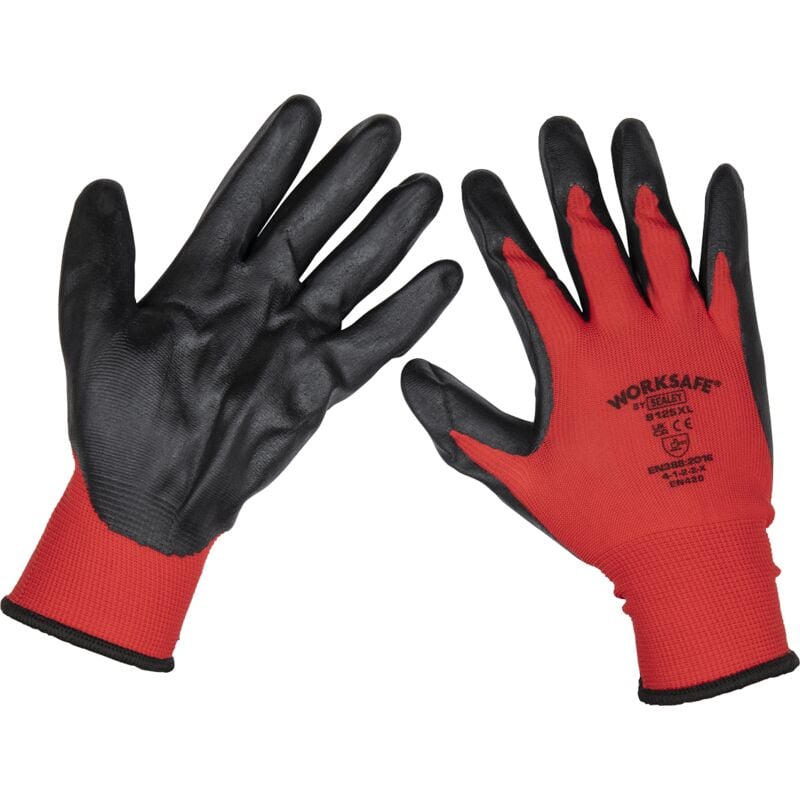 Sealey - Flexi Grip Nitrile Palm Gloves (X-Large), Pack of 6 Pairs