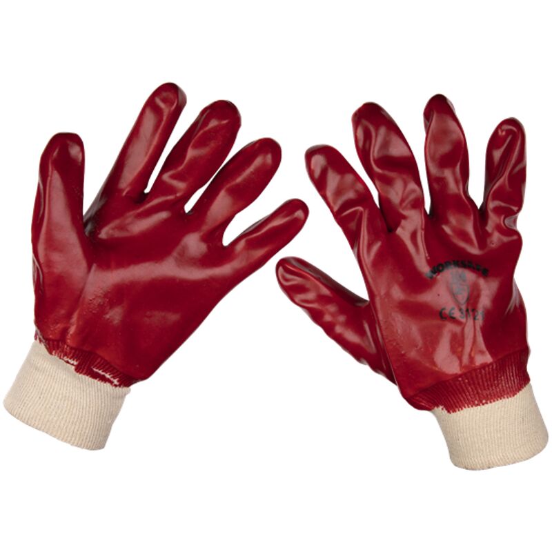 Worksafe - pvc Knit Wist Gloves (Lage) - Pack of 12 Pais - 9106L.12