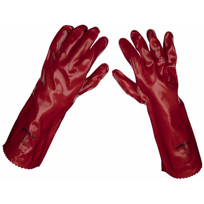 Sealey - Red pvc Gauntlets 450mm - Pack of 12 Pairs 9114/12