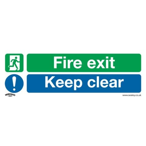Worksafe Safety Sign - Fie Exit Keep Clea - Self-adhesive Vinyl