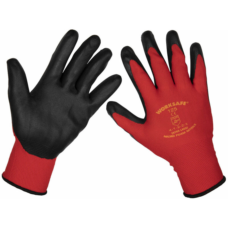 Sealey - TSP125XL/6 Flexi Grip Nitrile Palm Gloves (X-Large) - Pack of 6 Pairs