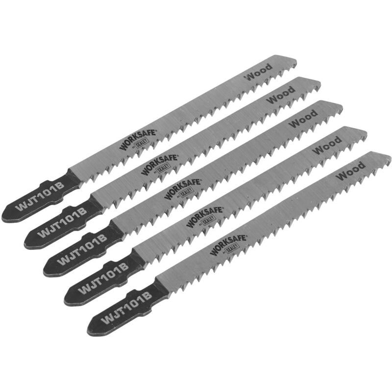 Sealey - WJT101B Worksafe Jigsaw Blade for Wood & Plastics 75mm 10tpi - Pack of 5