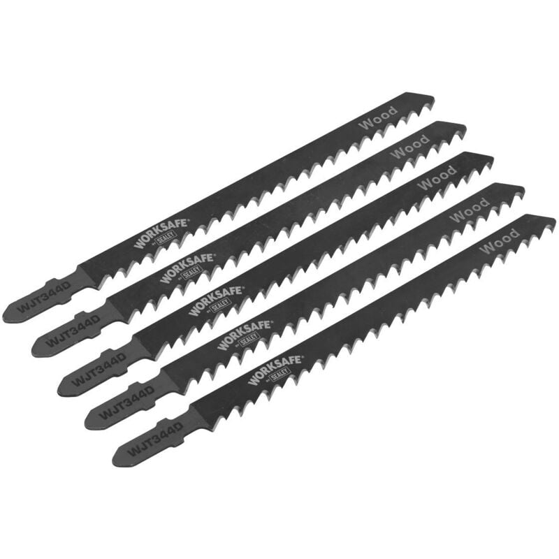 Sealey - WJT344D Worksafe® Jigsaw Blade for Wood 105mm 6tpi - Pack of 5
