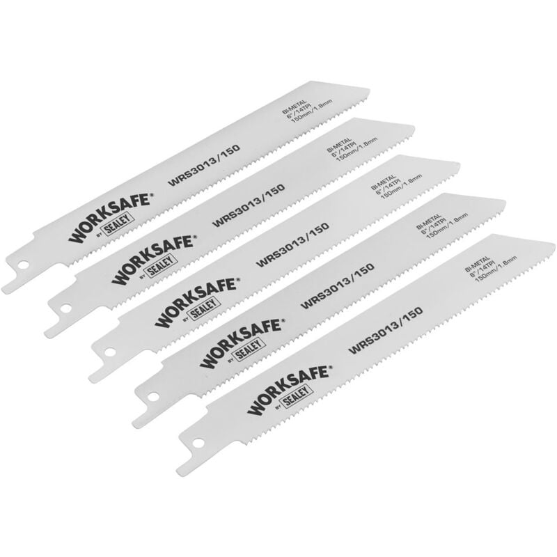 Sealey - WRS3013/150 Worksafe Reciprocating Saw Blade 150mm 14tpi - Pack of 5