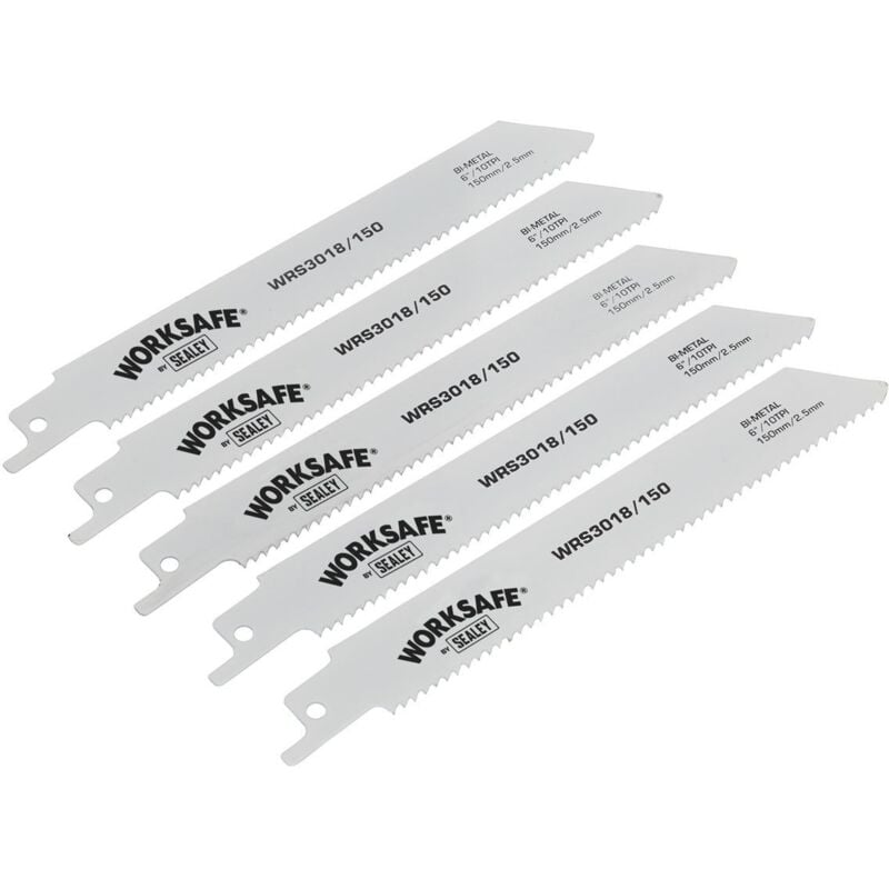 Sealey - WRS3018/150 Worksafe® Reciprocating Saw Blade 150mm 10tpi - Pack of 5