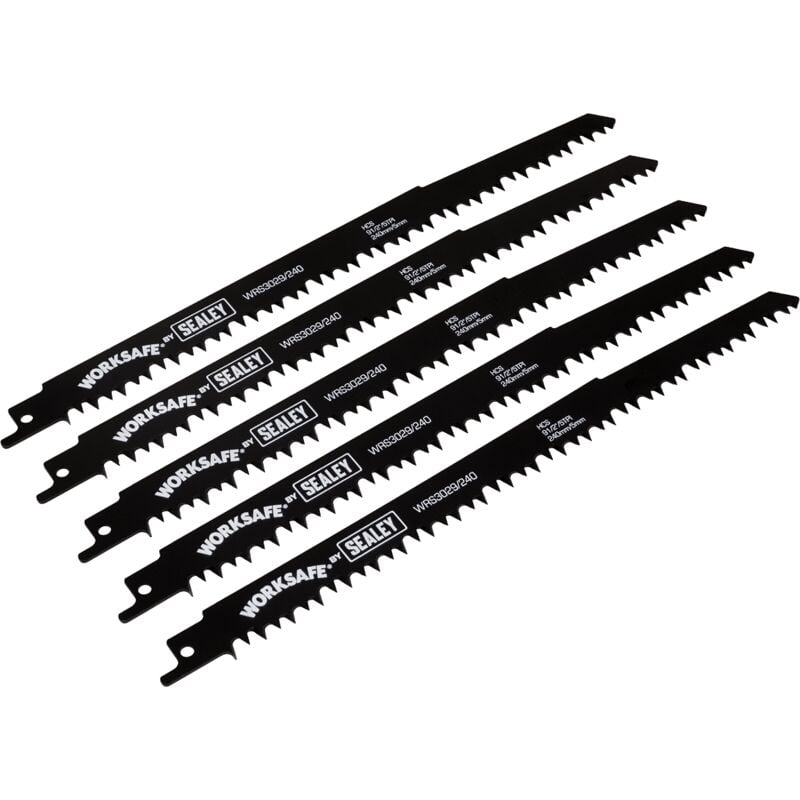 Sealey - WRS3029/240 Reciprocating Saw Blade for Wood 240mm 5tpi - Pack of 5
