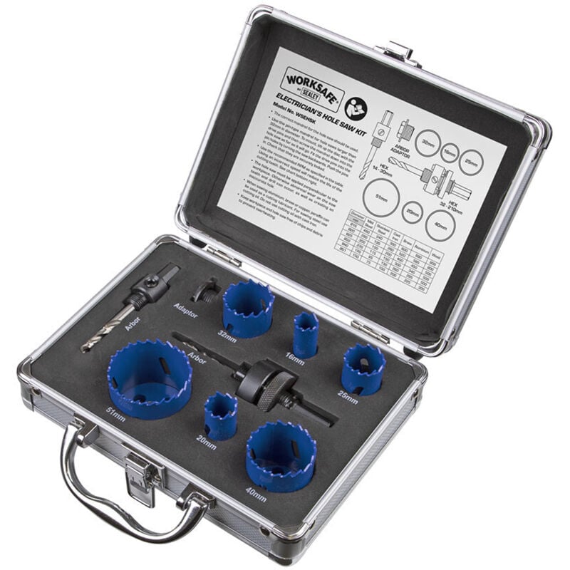 Hole Saw Kit 9pc - Electricians wsehsk - Sealey